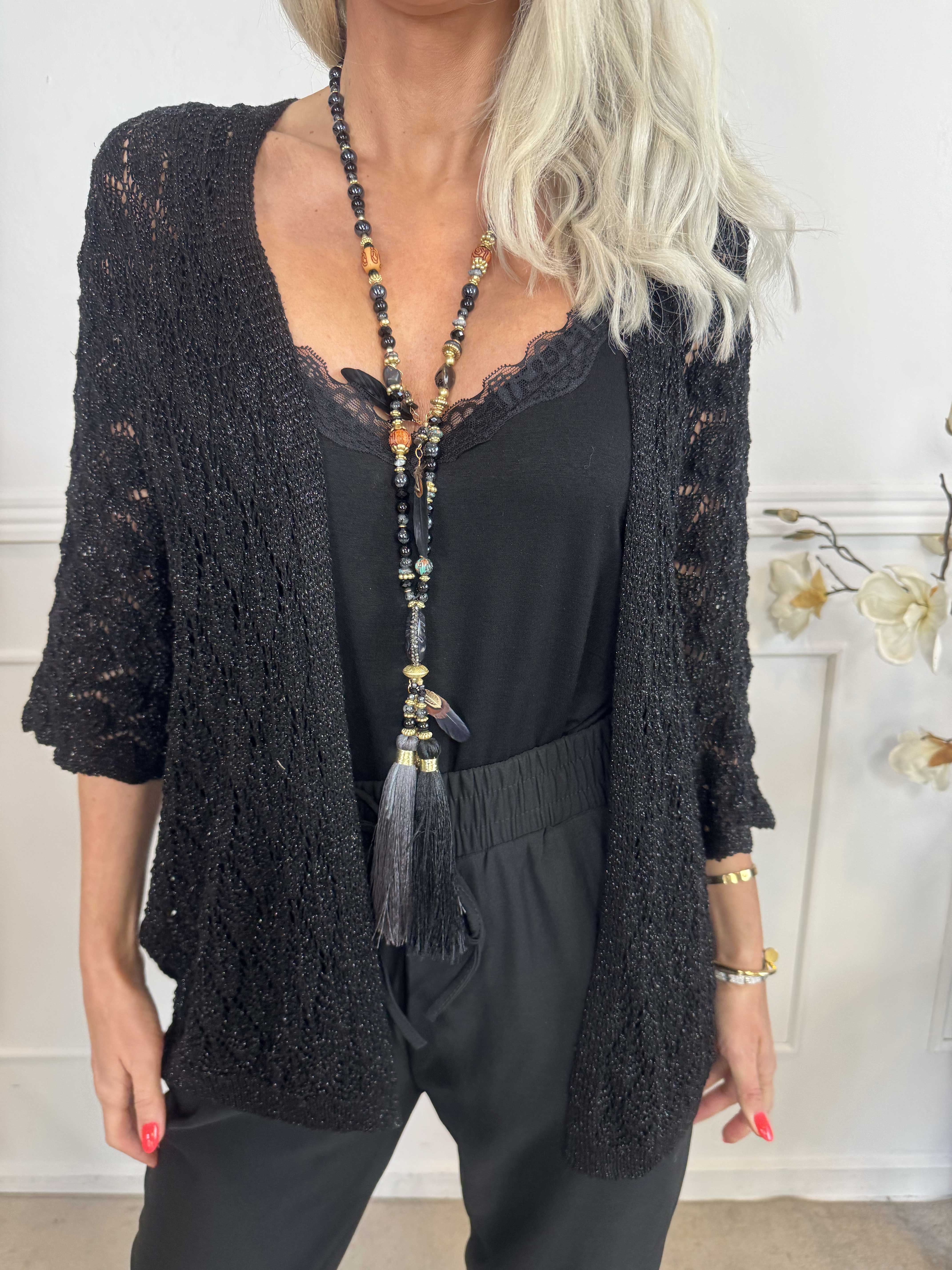 Selena - Sød hæklet cardigan med glittertråde